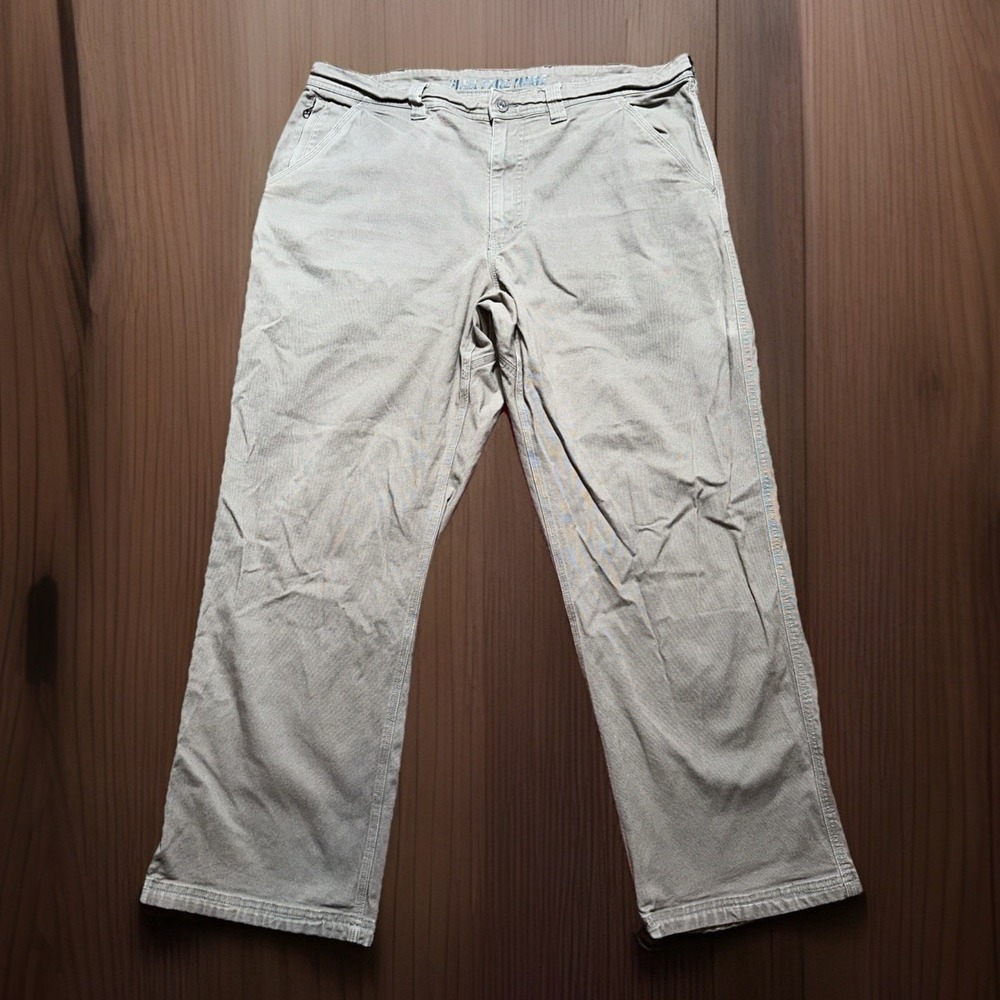 Duluth Trading Pants Mens 38x30 Gray Flex Fire Hose Canvas Straight Leg Stretch